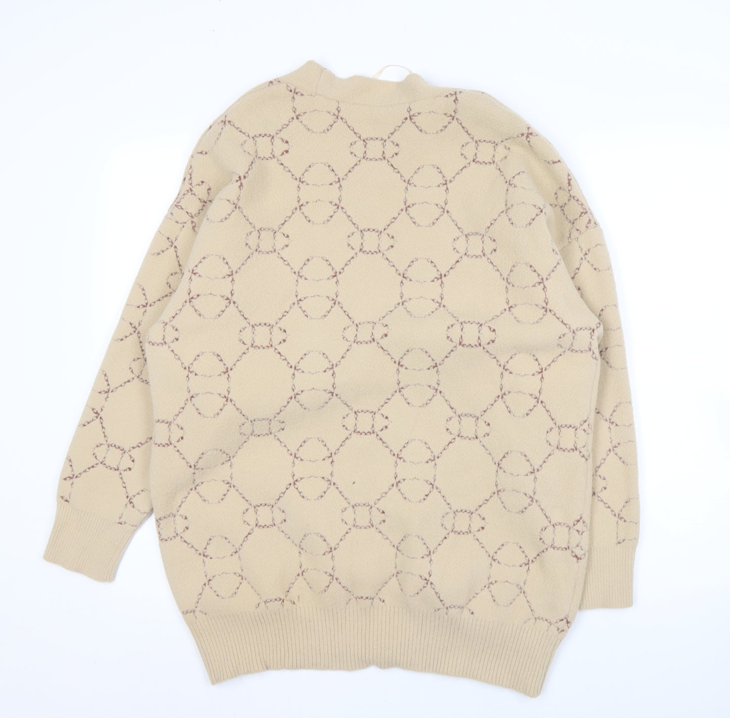 MNG Women's Beige V-Neck Cardigan Size 10