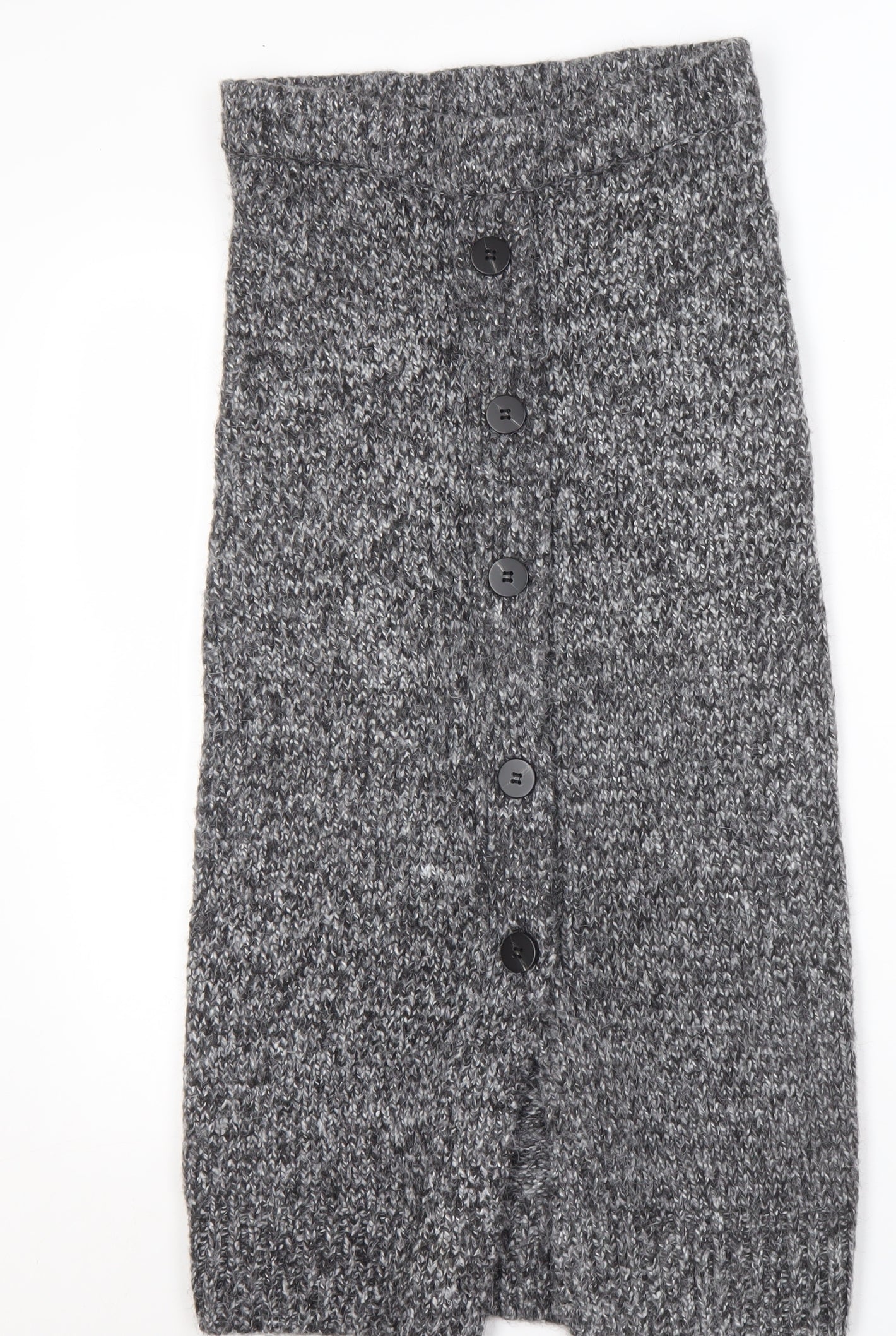 Zara Women's Grey Knit Skirt, Size 12, Button Accent