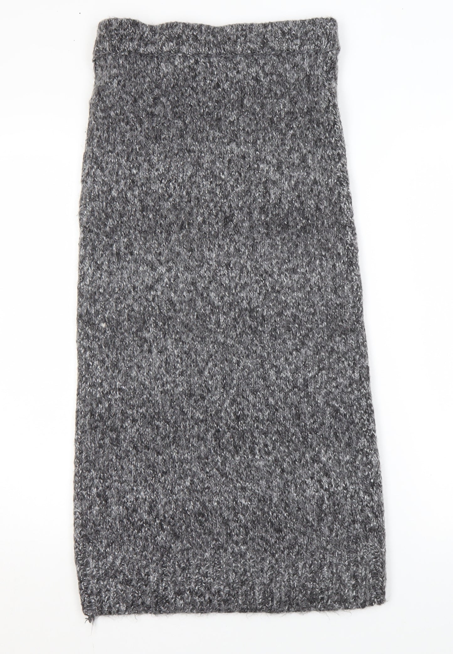 Zara Women's Grey Knit Skirt, Size 12, Button Accent