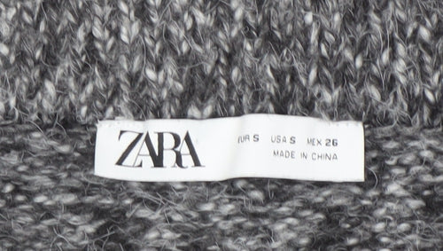 Zara Women's Grey Knit Skirt, Size 12, Button Accent