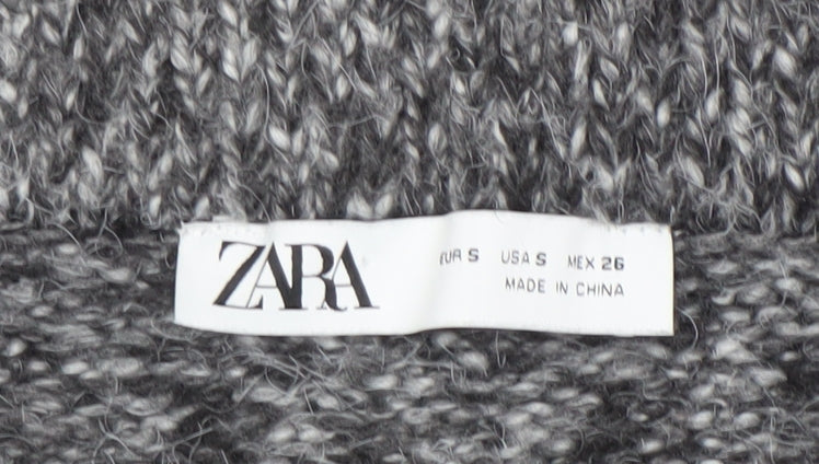 Zara Women's Grey Knit Skirt, Size 12, Button Accent