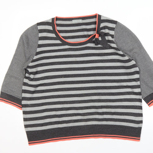 Per Una Women's Grey Striped Jumper Size 20