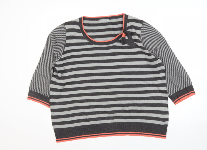 Per Una Women's Grey Striped Jumper Size 20