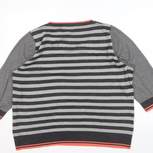 Per Una Women's Grey Striped Jumper Size 20