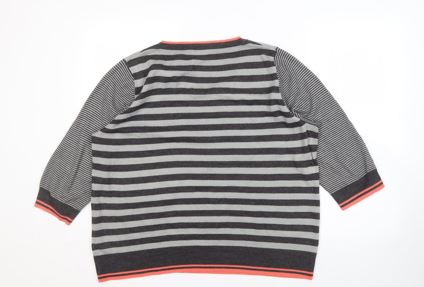 Per Una Women's Grey Striped Jumper Size 20