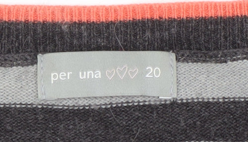 Per Una Women's Grey Striped Jumper Size 20
