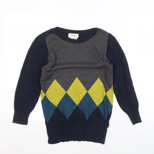 Next Women's Multicoloured Argyle Pullover Jumper Size 8