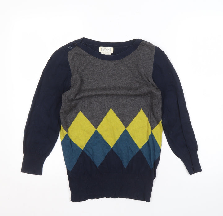 Next Women's Multicoloured Argyle Pullover Jumper Size 8