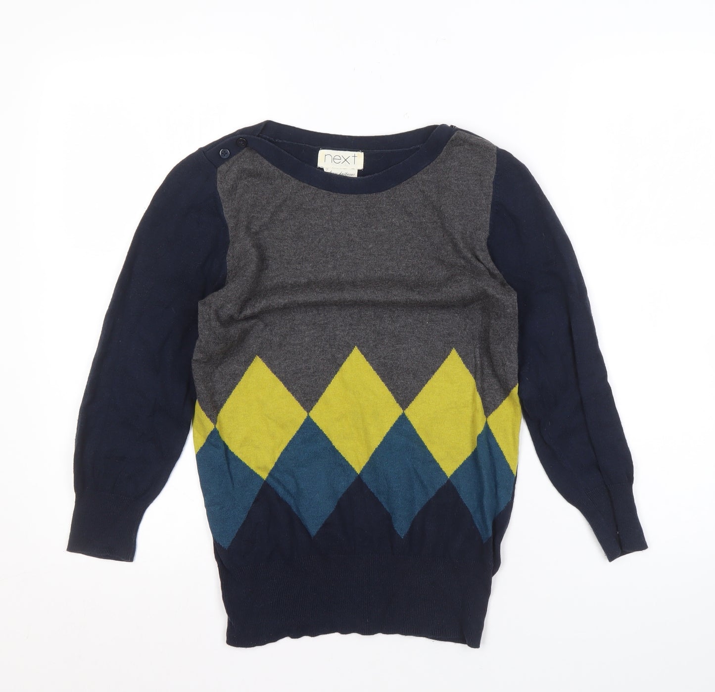 Next Women's Multicoloured Argyle Pullover Jumper Size 8