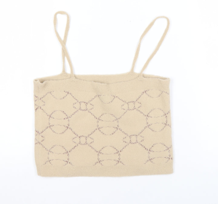 MNG Women's Beige Camisole Spaghetti Strap Tank