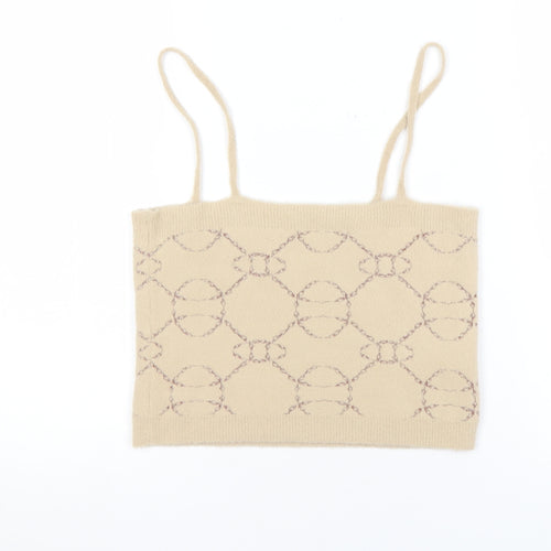 MNG Women's Beige Camisole Spaghetti Strap Tank