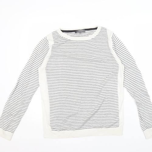 Limited Collection Women's White Striped Jumper, Size 14