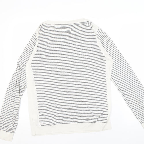 Limited Collection Women's White Striped Jumper, Size 14