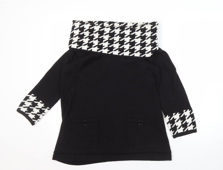 Sandra Darren Women's Black Cowl Neck Pullover L