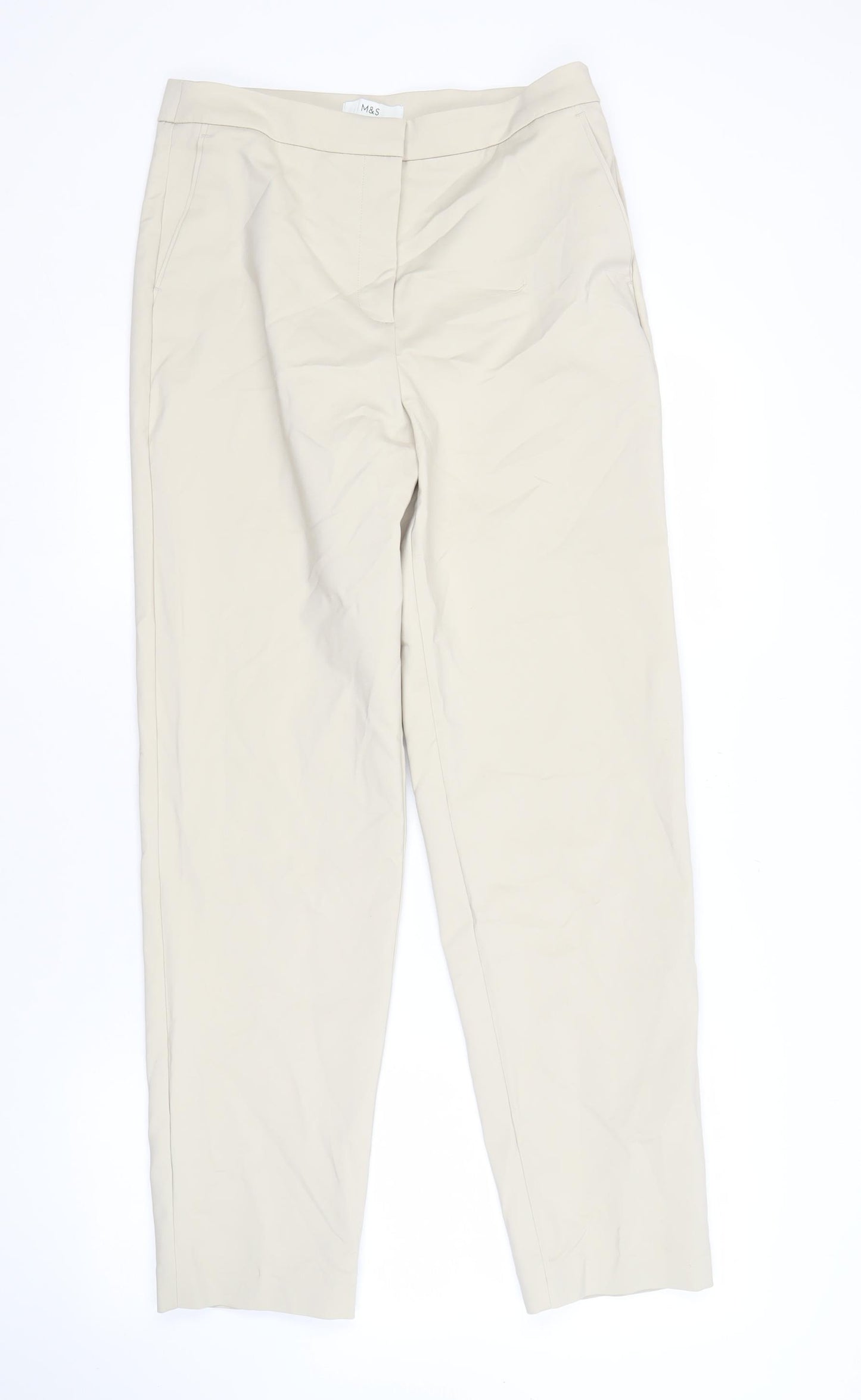 Marks and Spencer Women's Beige Straight Trousers Size 12