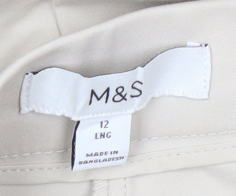 Marks and Spencer Women's Beige Straight Trousers Size 12