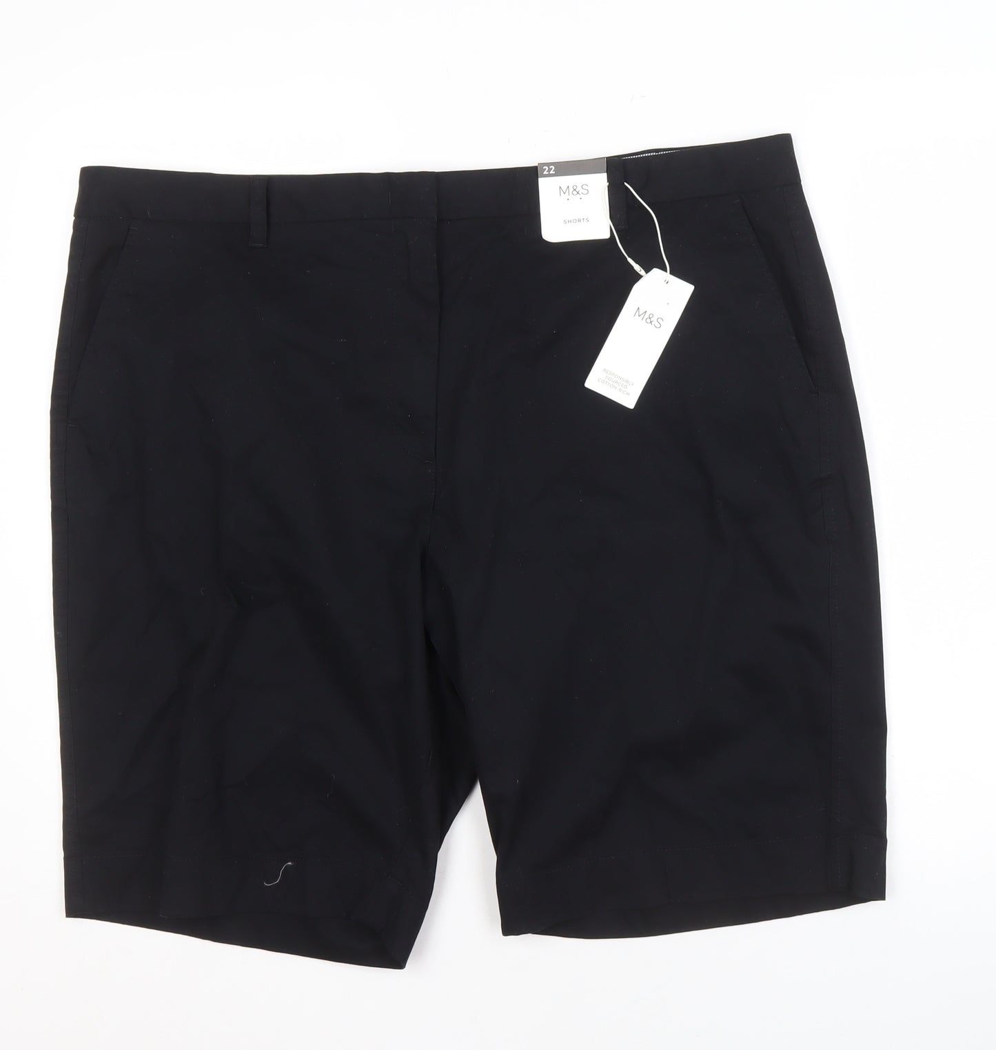 Marks and Spencer Women's Black Chino Shorts Size 22