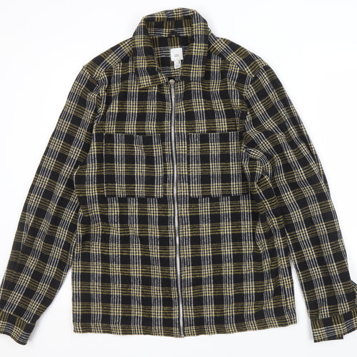 River Island Men's Black Plaid Basic Jacket M