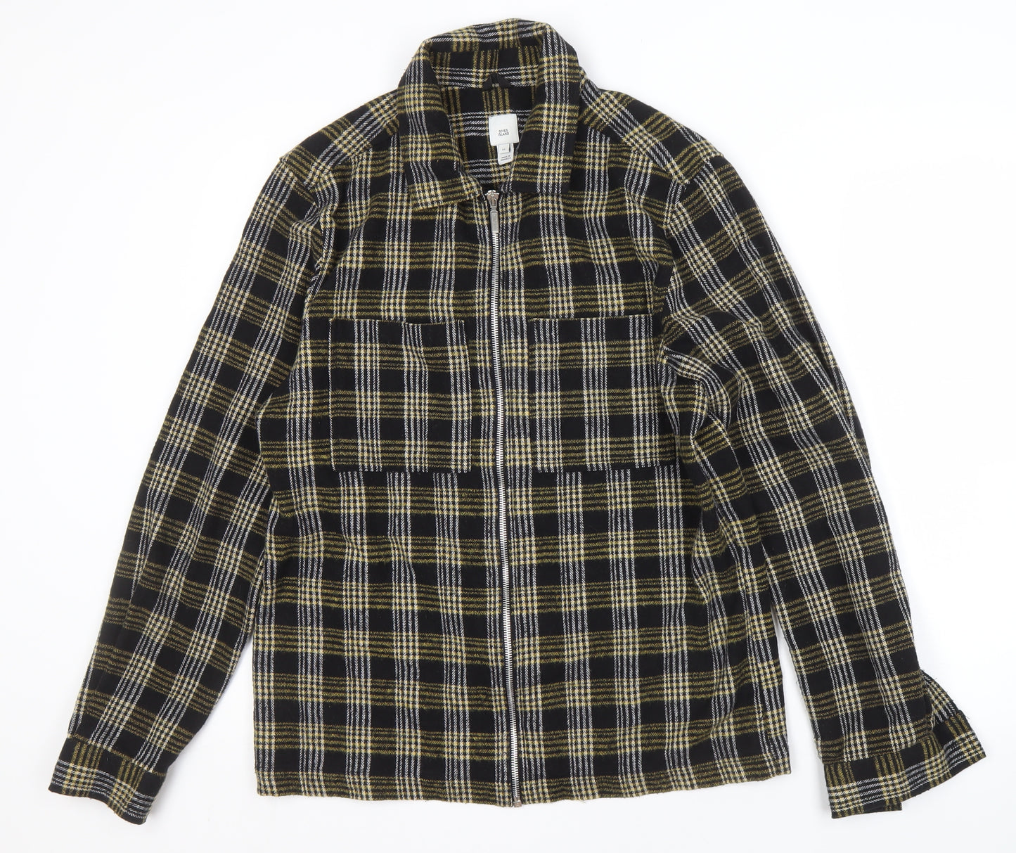 River Island Men's Black Plaid Basic Jacket M