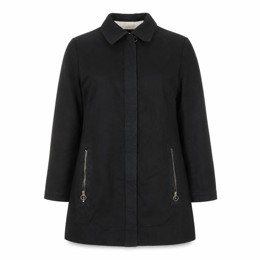 Front view of Zara Basic Women's Black Long Coat L