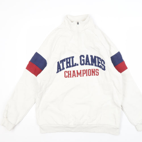Marks and Spencer Boys White 1/4 Zip Sweatshirt 15-16Yrs