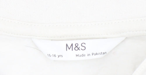 Marks and Spencer Boys White 1/4 Zip Sweatshirt 15-16Yrs