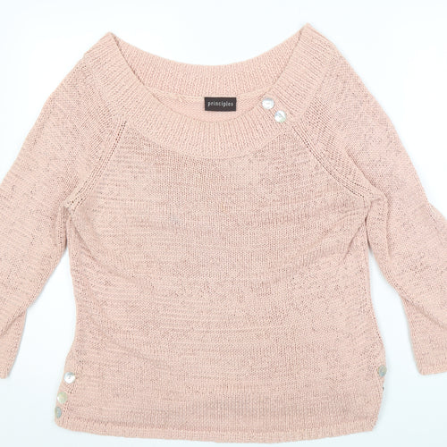 Principles Women's Pink Boat Neck Pullover Jumper Size 16