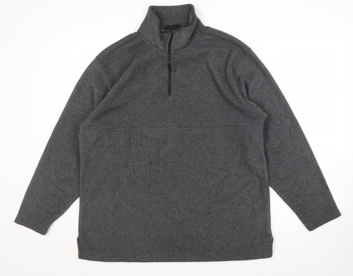 NEXT Men's Grey Medium 1/2 Zip Knit Sweatshirt