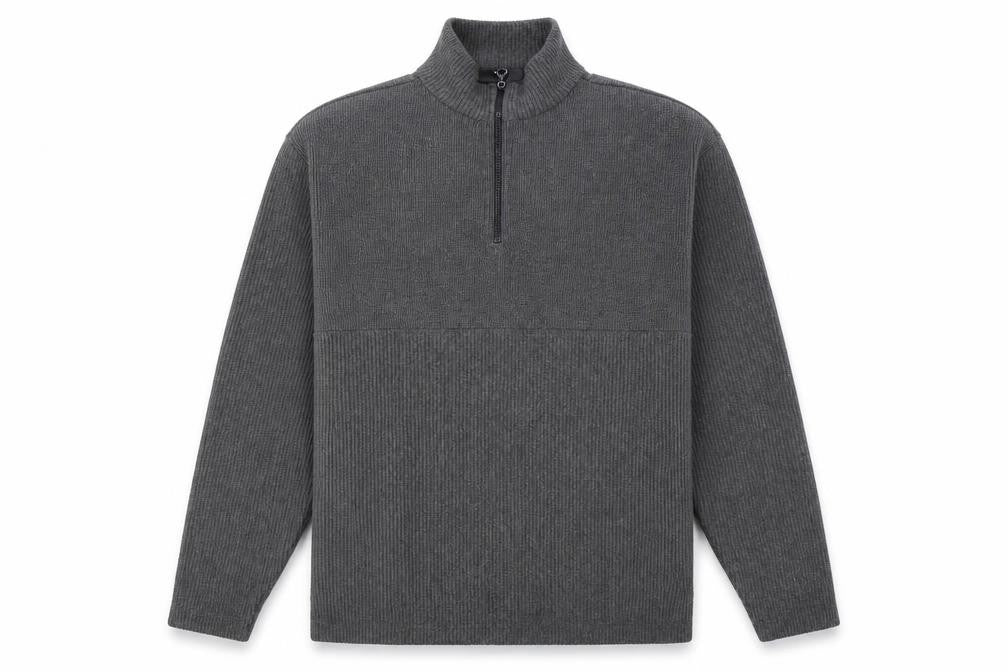 Front view of Next Men's Grey Medium 1/2 Zip Knit Sweatshirt