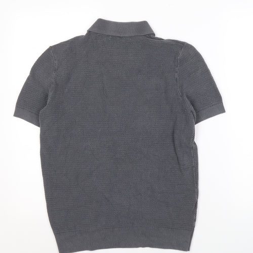 MNG Men's Grey Short Sleeve Polo M Knit Casual