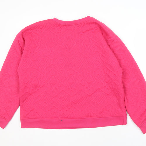 Zara Women's Pink Crew Neck Sweatshirt L - Geometric Design