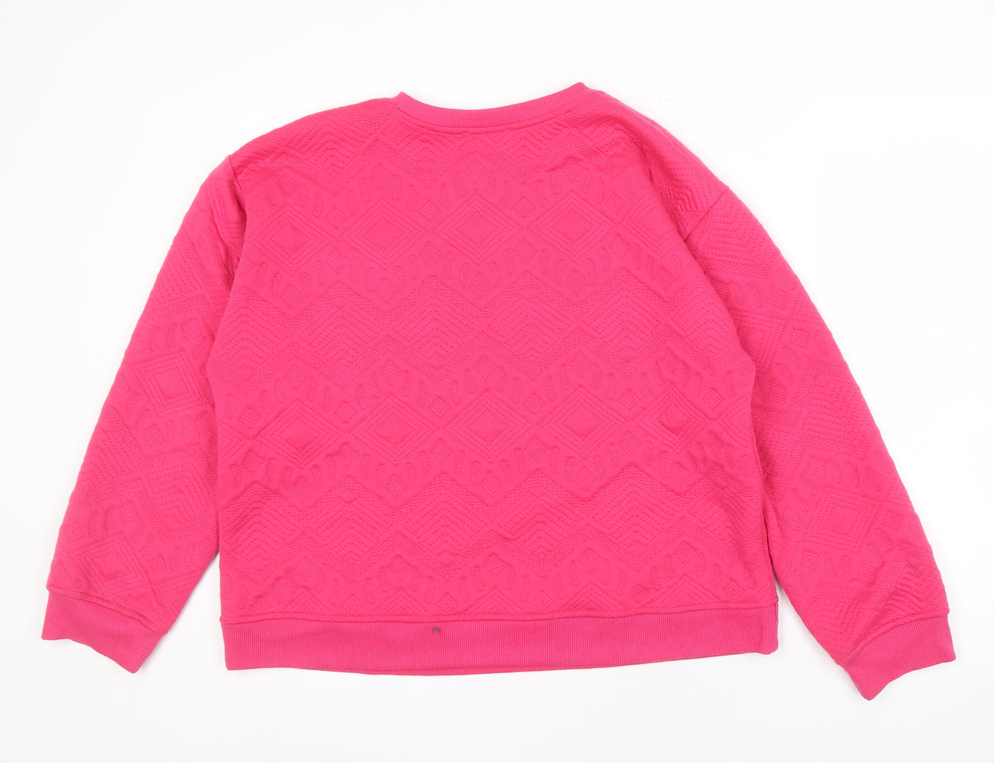 Zara Women's Pink Crew Neck Sweatshirt L - Geometric Design