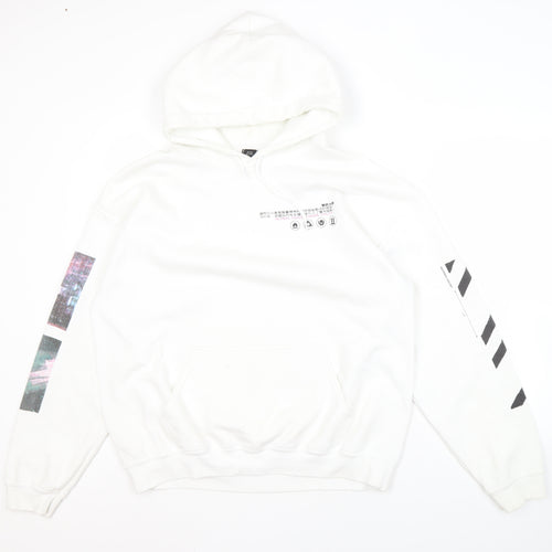 River Island Men's White Pullover Graphic Hoodie M