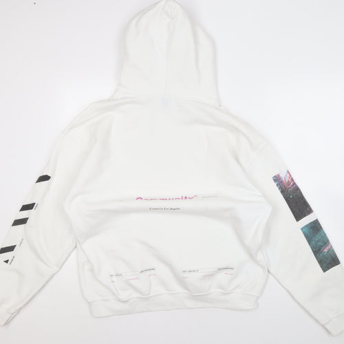 River Island Men's White Pullover Graphic Hoodie M