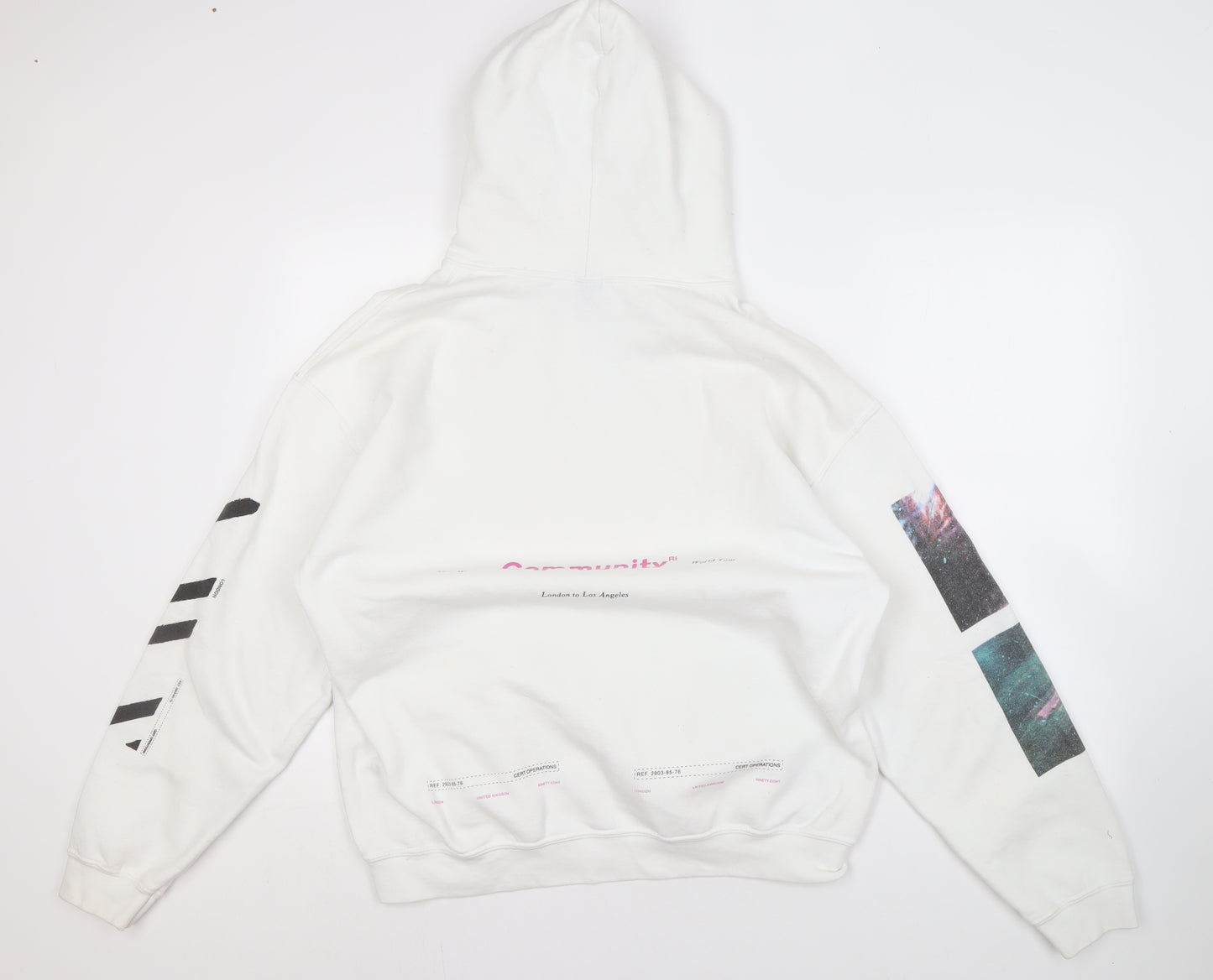 River Island Men's White Pullover Graphic Hoodie M