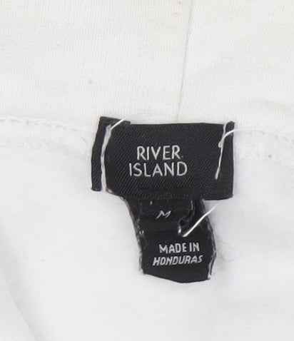 River Island Men's White Pullover Graphic Hoodie M