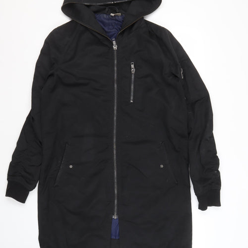 Black Women's Parka Coat Size 8 with Full Zip