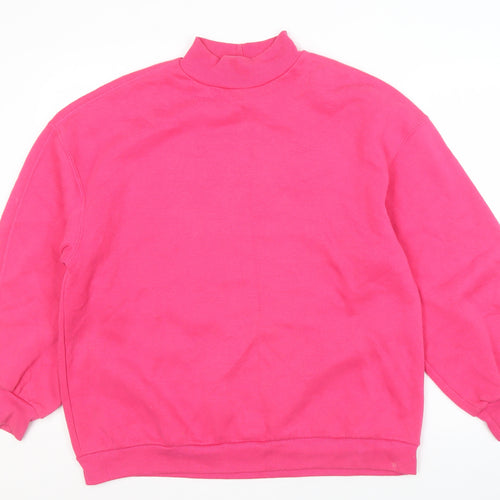 Bershka Women's Pink Mock Neck Pullover Sweatshirt - M