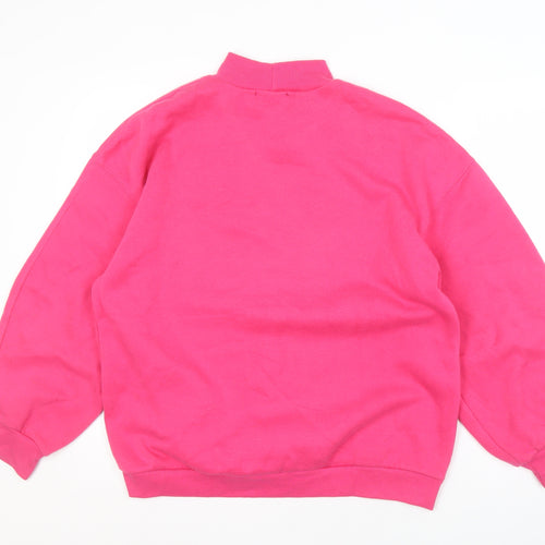 Bershka Women's Pink Mock Neck Pullover Sweatshirt - M