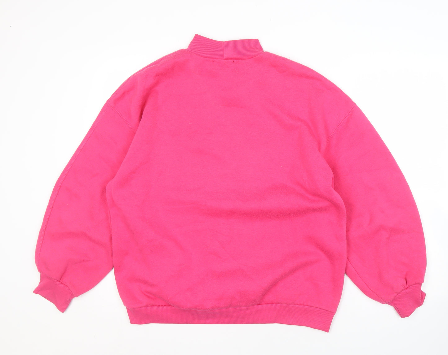 Bershka Women's Pink Mock Neck Pullover Sweatshirt - M