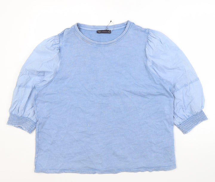 Marks and Spencer Women's Blue Cotton Jumper Size 16