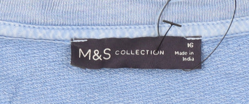 Marks and Spencer Women's Blue Cotton Jumper Size 16