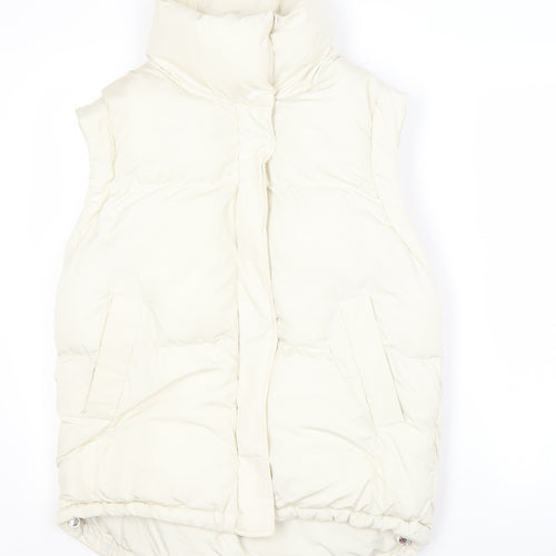 Bershka Women's Ivory Padded Waistcoat, Size S, Casual