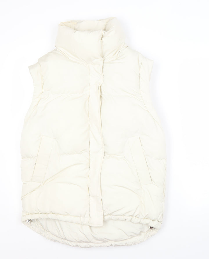 Bershka Women's Ivory Padded Waistcoat, Size S, Casual