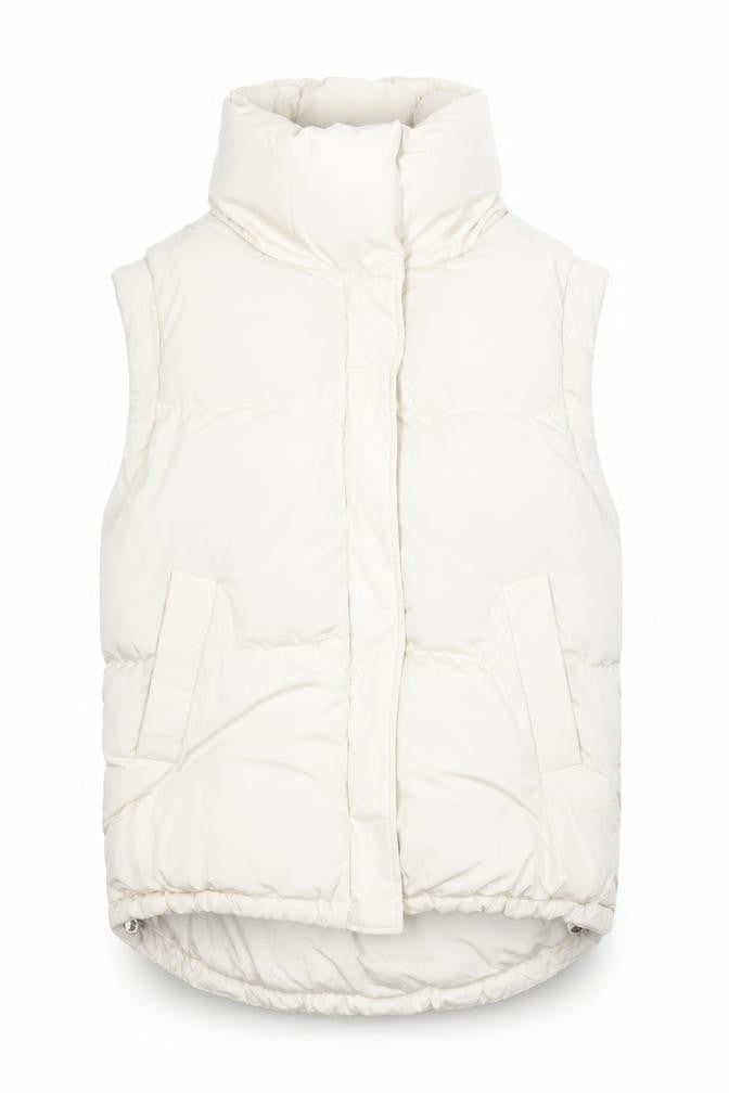 Bershka Women's Ivory Padded Waistcoat, Size S, Casual