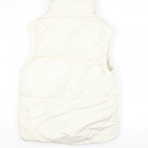 Bershka Women's Ivory Padded Waistcoat, Size S, Casual