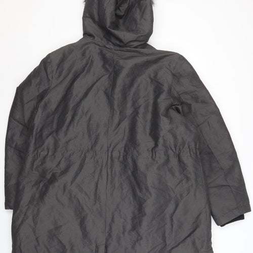 Marks and Spencer Women's Grey Hooded Long Coat Size 22