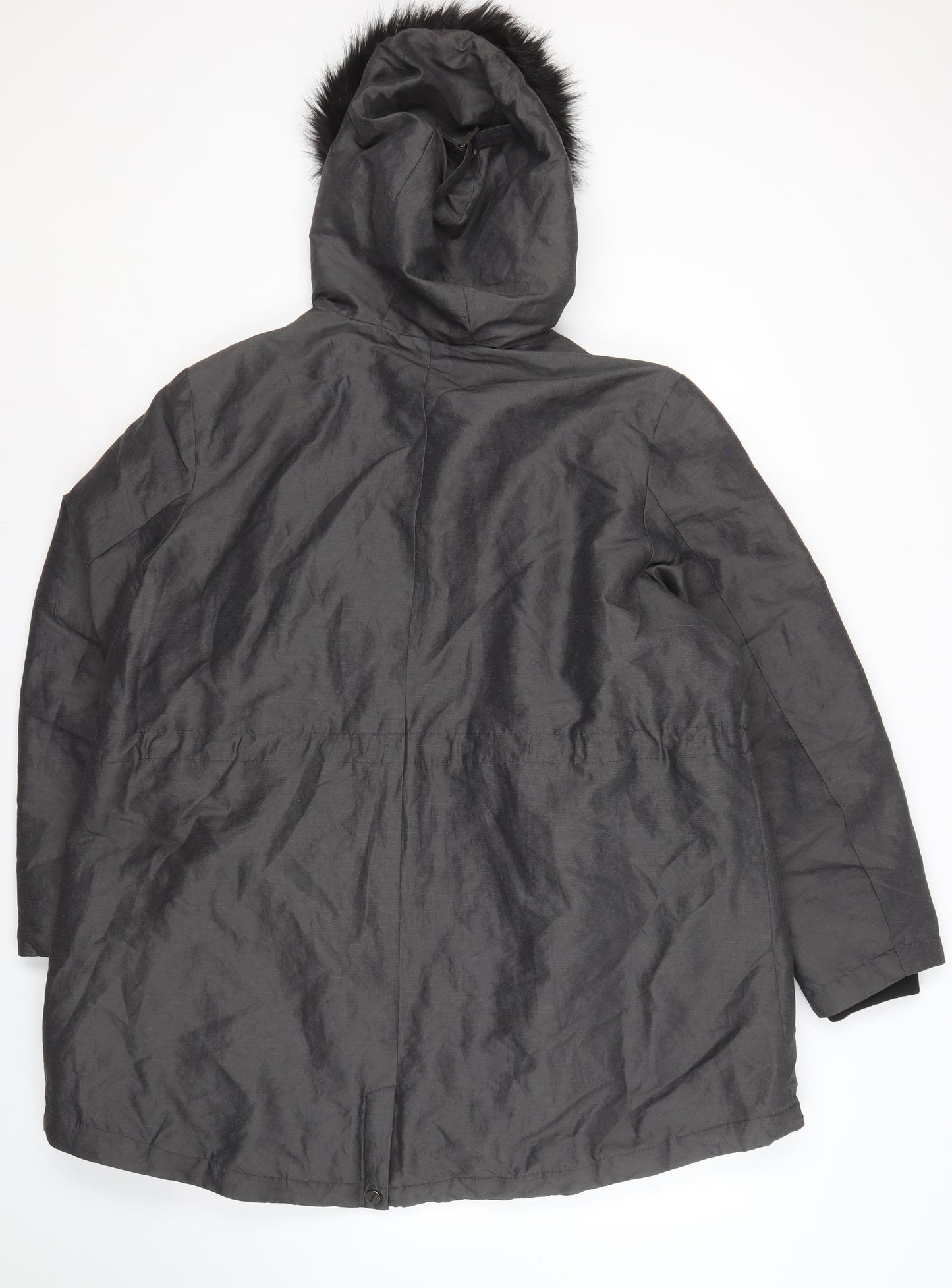 Marks and Spencer Women's Grey Hooded Long Coat Size 22
