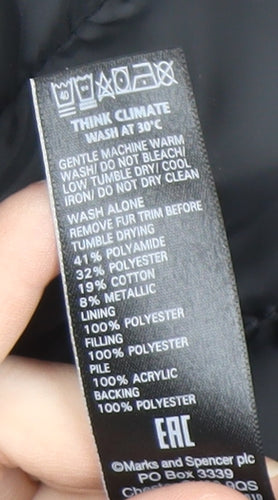 Marks and Spencer Women's Grey Hooded Long Coat Size 22
