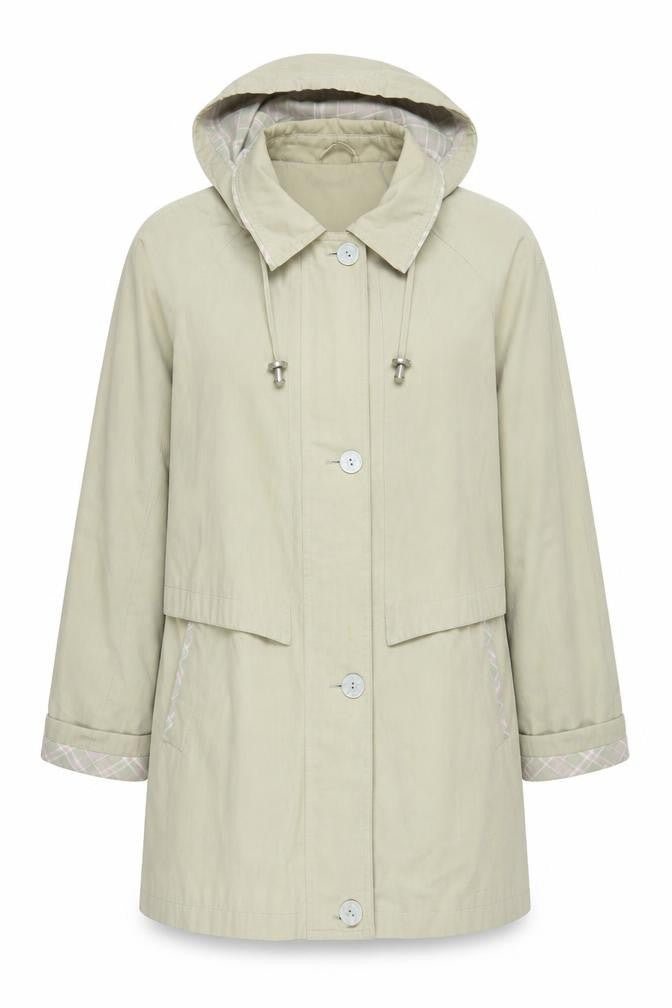 Front view of Bonmarché Women's Beige Hooded Mid-Length Jacket, size S